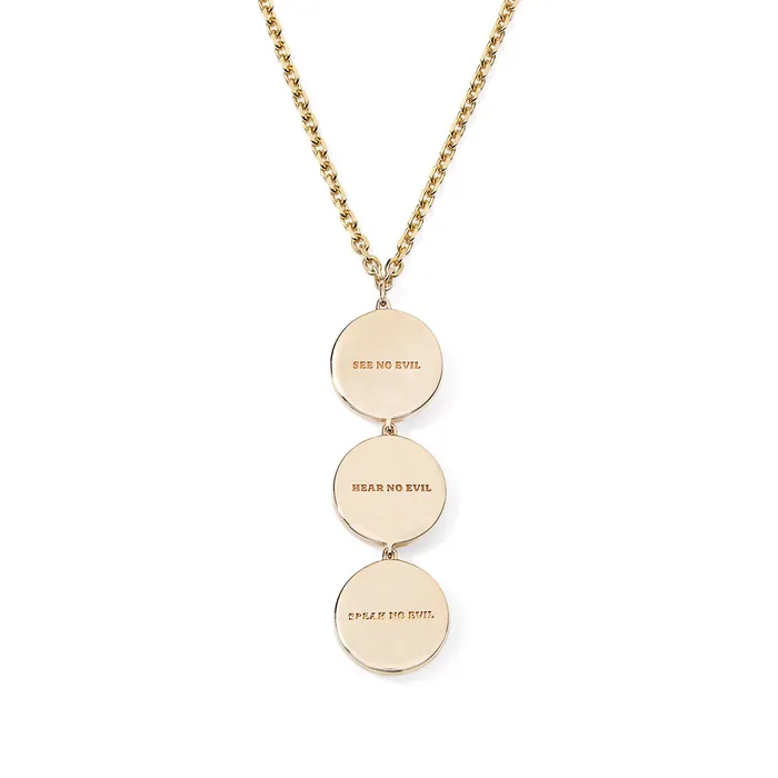 Necklaces Gold Wise Monkey Medallion Drop Necklace SG Fine