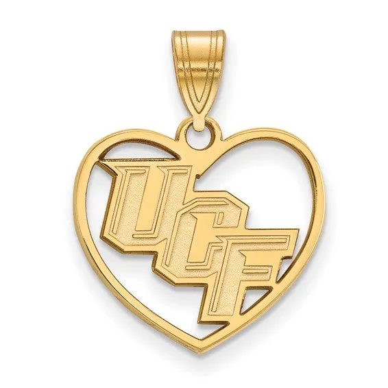 Necklaces International Diamond Center Sterling Silver Goldplated LogoArt University of Central Florida UCF Heart Pendant Necklaces International Diamond Center Sterling Silver Goldplated LogoArt University of Central Florida UCF Heart Pendant