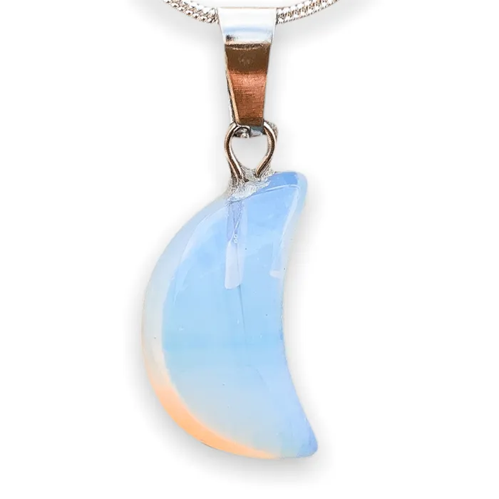Necklaces Magic Crystals Opalite Crescent Moon Pendant Necklace