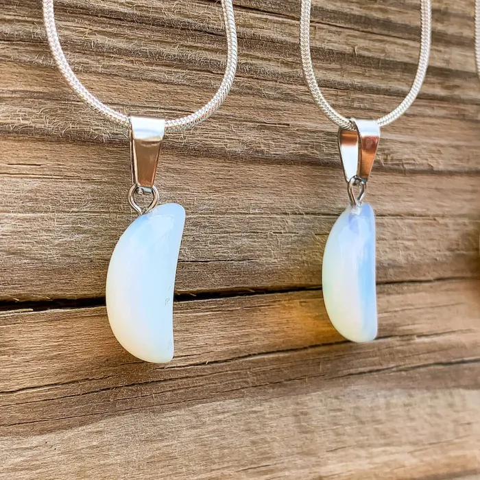 Necklaces Magic Crystals Opalite Crescent Moon Pendant Necklace