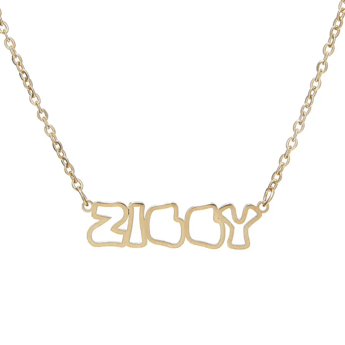 Necklaces Outline Nameplate Necklace aiobo