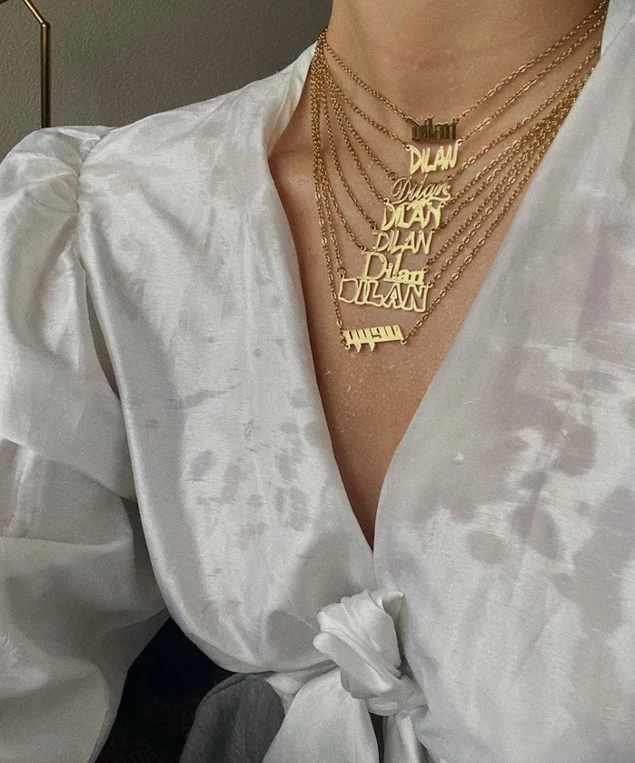 Necklaces Outline Nameplate Necklace aiobo