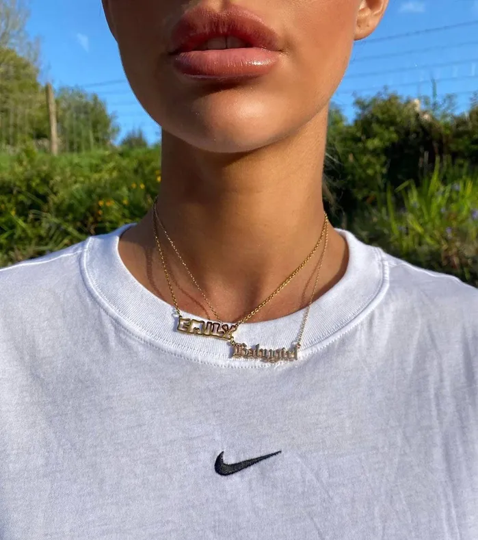 Necklaces Outline Nameplate Necklace aiobo