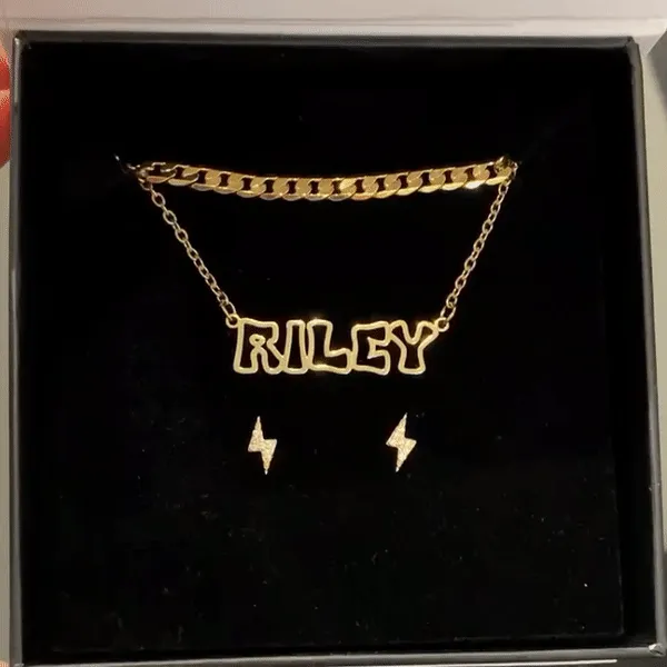 Necklaces Outline Nameplate Necklace aiobo