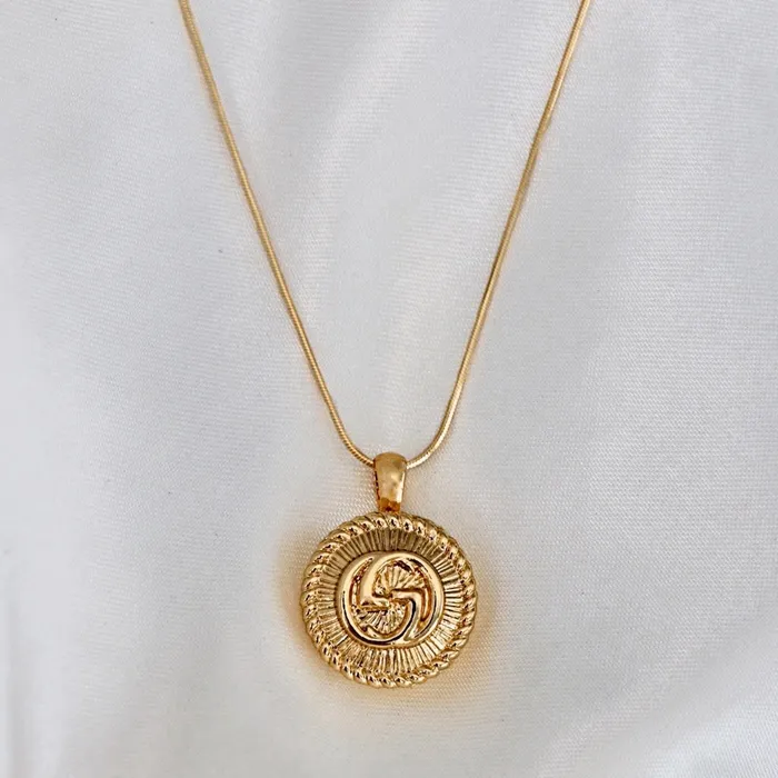 Necklaces Reluxe Vintage GG Gold Button Necklace