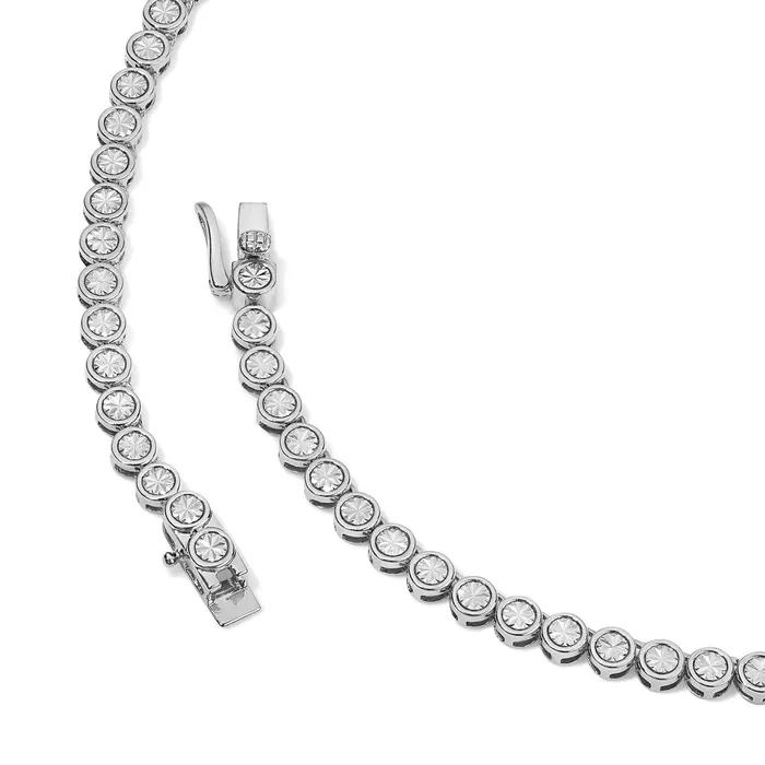 Necklaces SG Fine Straight Line Illusion Halfway Tennis Necklace