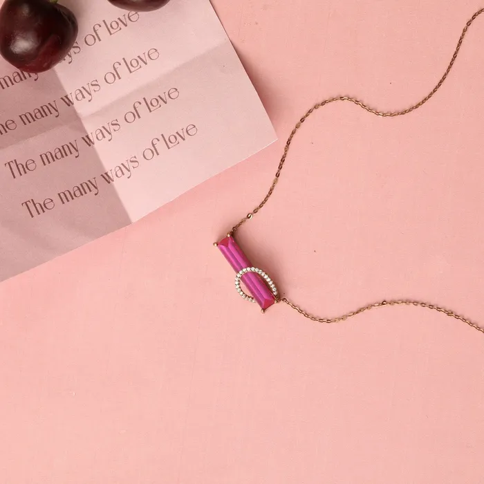 Necklaces SILVER By Your Side CZ Horizontal Charm Silver Necklace