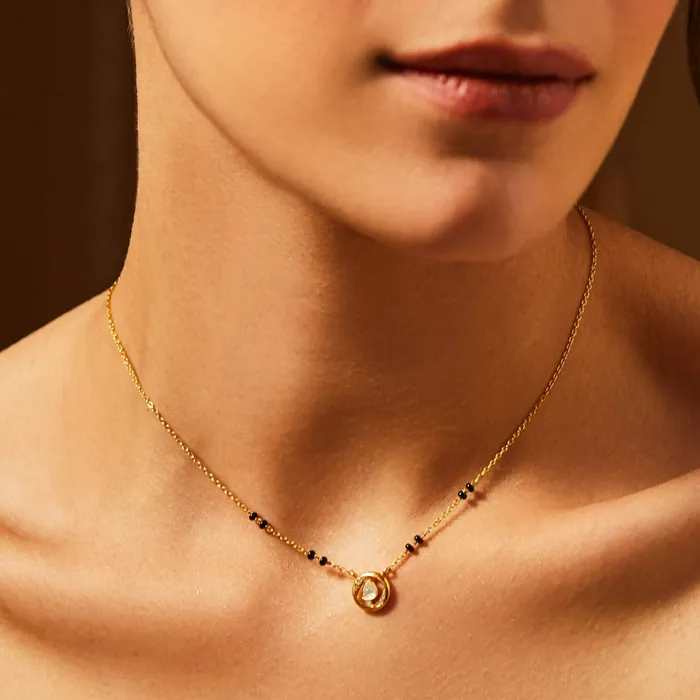 Necklaces SILVER Circle of Charm Moissanite Silver Mangalsutra Necklace