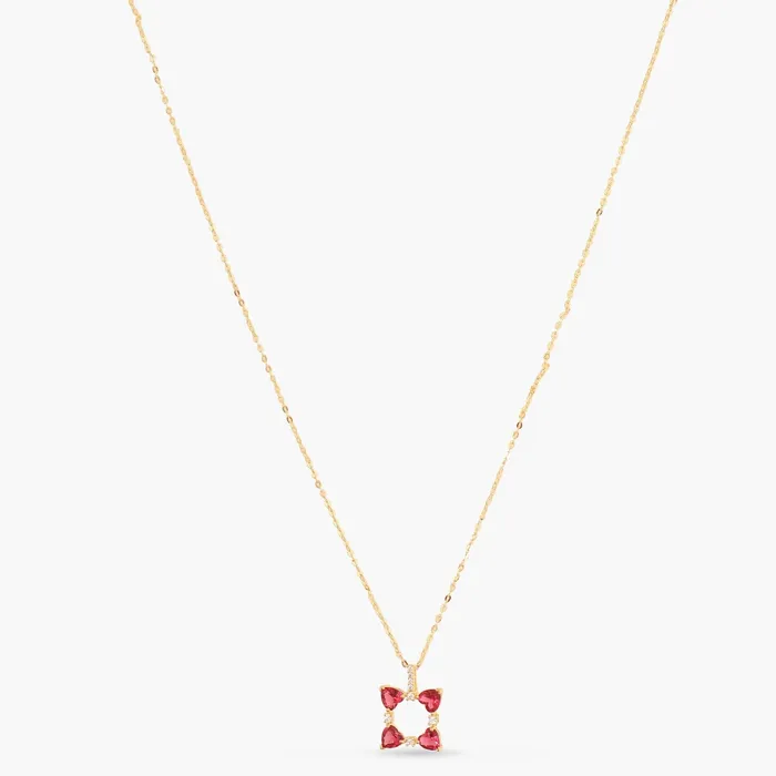 Necklaces SILVER Heart CZ Charms Square Silver Necklace