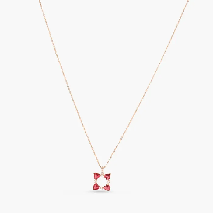 Necklaces SILVER Heart CZ Charms Square Silver Necklace
