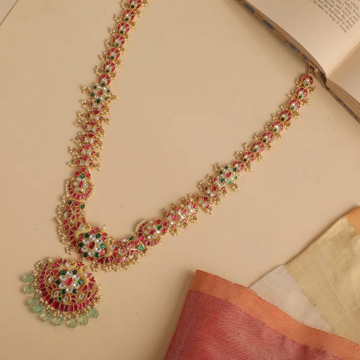 Necklaces SILVER Shambhavi Kempu Jadau Silver Long Necklace