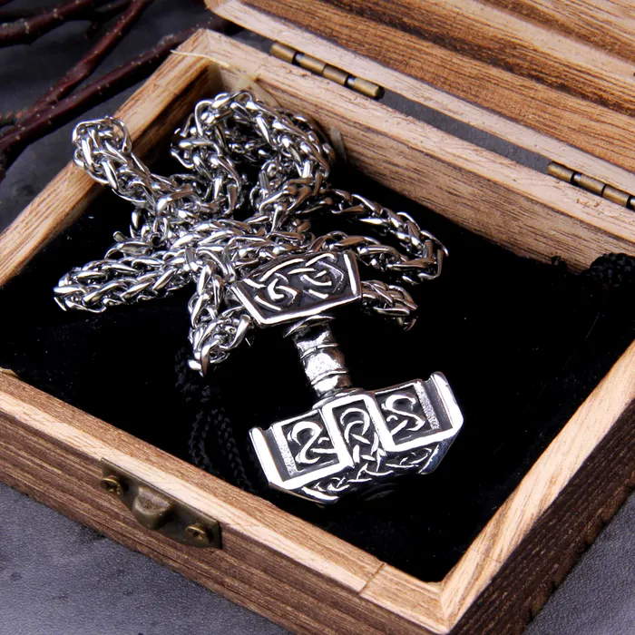 Necklaces Thors Hammer Necklace Knotted Pattern AE
