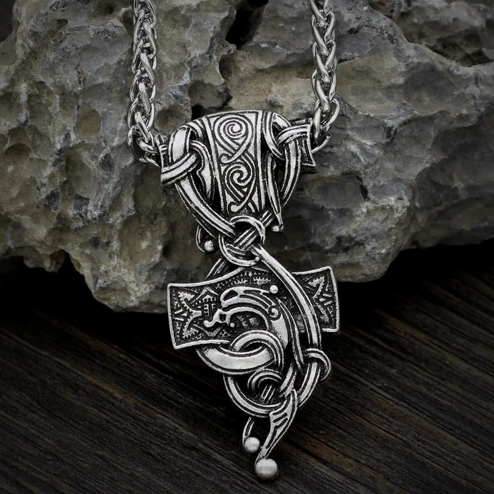 Necklaces Valhalla Vikings Thor Hammer Necklace Jormungandr