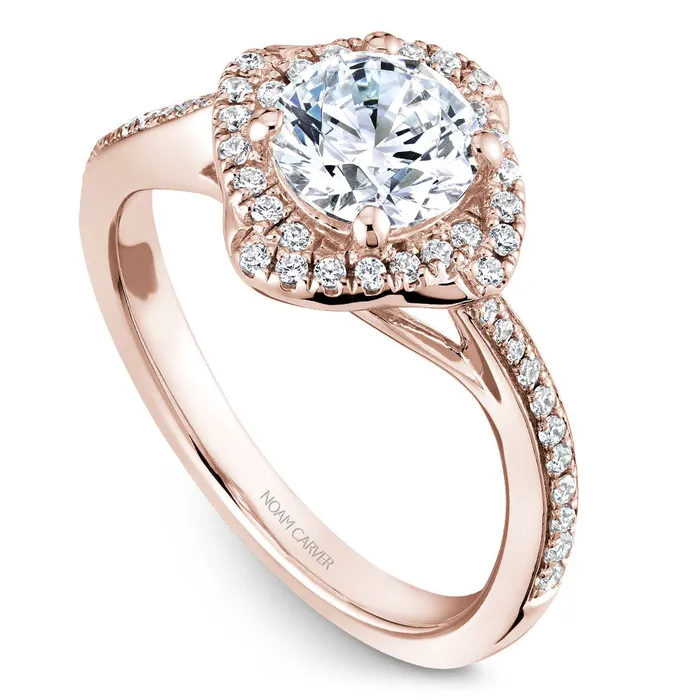Noam Carver Rose Gold Square Halo Diamond Engagement Ring Setting 026 CTW International Diamond Center Rings Noam Carver Rose Gold Square Halo Diamond Engagement Ring Setting 026 CTW International Diamond Center Rings