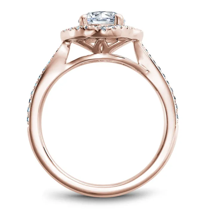 Noam Carver Rose Gold Square Halo Diamond Engagement Ring Setting 026 CTW International Diamond Center Rings