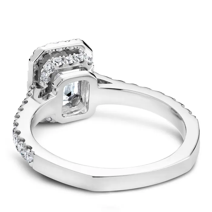 Noam Carver White Gold Diamond Engagement Ring Setting with Emerald Center Stone and Halo 055 CTW International Diamond Center Rings