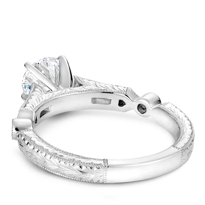 Noam Carver White Gold Engagement Ring Setting with Milgrain Emeralds and Dots 022 CTW International Diamond Center Rings