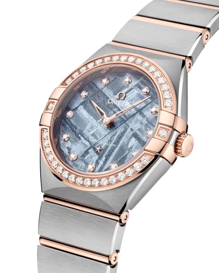 Omega Constellation Manhattan Meteorite Sedna Gold on Steel Quartz 28mm Earrings
