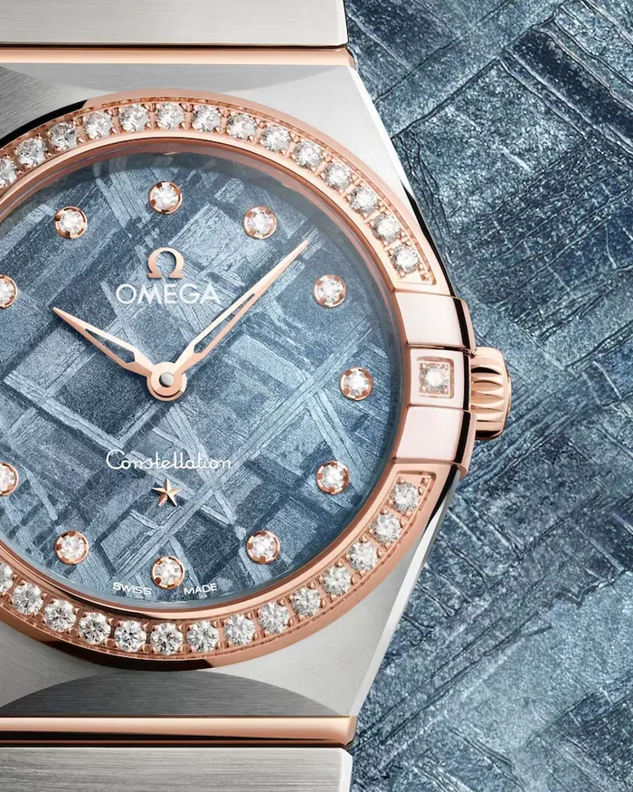 Omega Constellation Manhattan Meteorite Sedna Gold on Steel Quartz 28mm Earrings