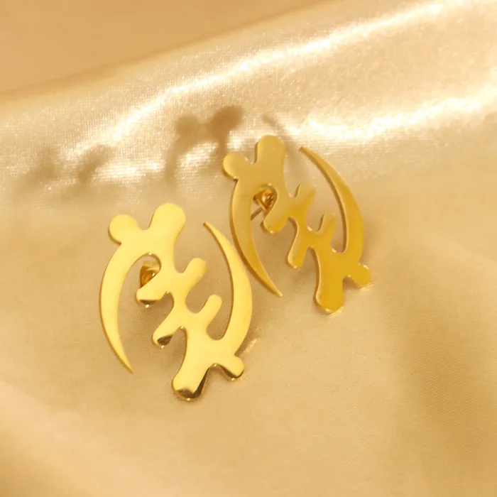 Omolola Jewellery Earrings Adinkra statement stud 18ct goldplated tarnish resistant earrings