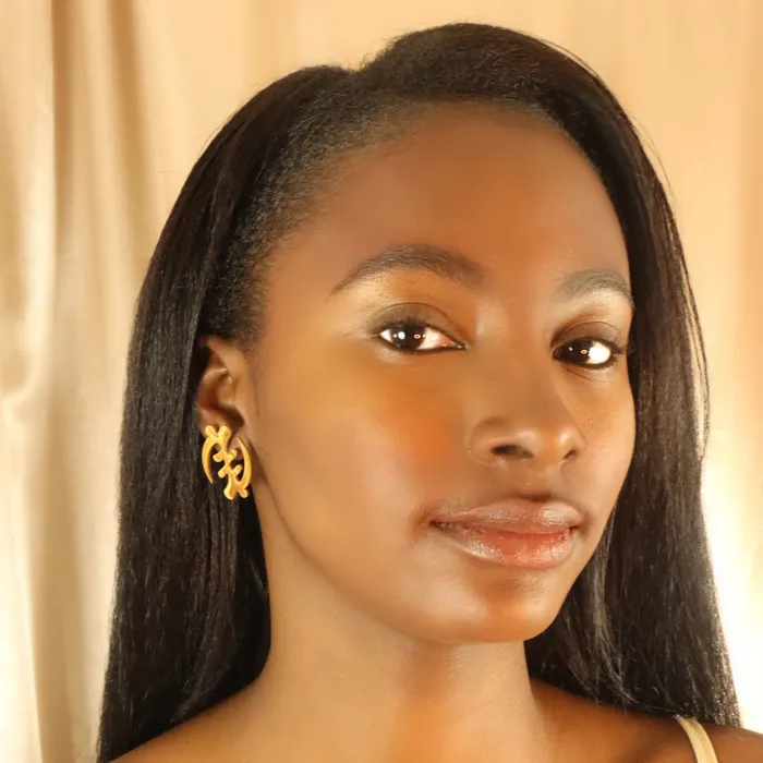 Omolola Jewellery Earrings Adinkra statement stud 18ct goldplated tarnish resistant earrings