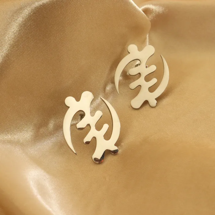 Omolola Jewellery Earrings Adinkra statement stud 18ct goldplated tarnish resistant earrings