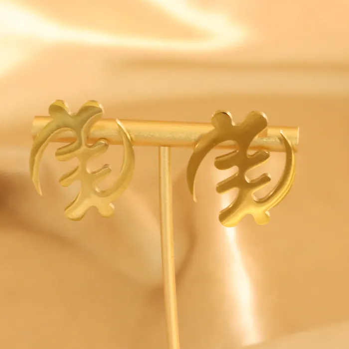 Omolola Jewellery Earrings Adinkra statement stud 18ct goldplated tarnish resistant earrings