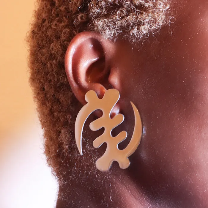 Omolola Jewellery Earrings Adinkra statement stud 18ct goldplated tarnish resistant earrings