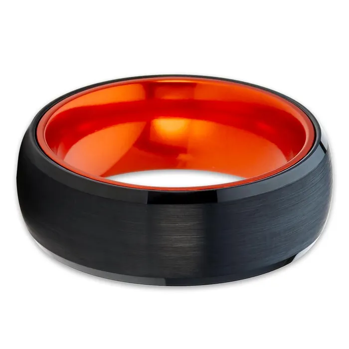 Orange Tungsten Ring Orange Tungsten Band Black Tungsten Ring Black Ring Clean Casting Jewelry Rings
