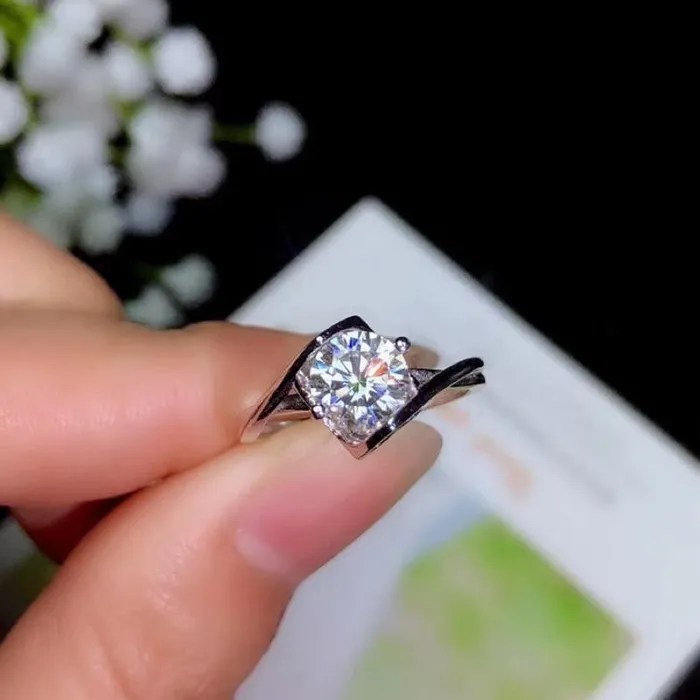 Platinum Plated Silver Moissanite Ring 1ct 2ct Options Luxus Moissanite Rings Jewelry Rings