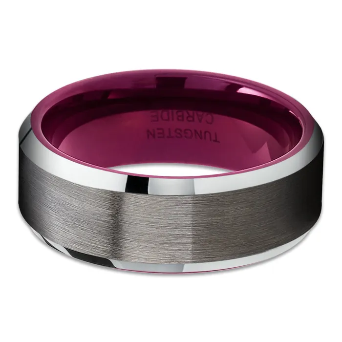 Purple Wedding Ring Gunmetal Wedding Ring Tungsten Wedding Ring Purple Ring Clean Casting Jewelry Rings