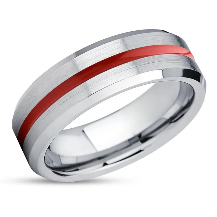 Red Tungsten Wedding Ring Silver Wedding Ring Red Tungsten Wedding Band Ring Clean Casting Jewelry Rings Red Tungsten Wedding Ring Silver Wedding Ring Red Tungsten Wedding Band Ring Clean Casting Jewelry Rings