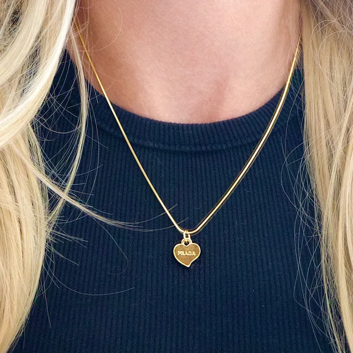 Reluxe Vintage Necklaces Prada Gold Heart Necklace