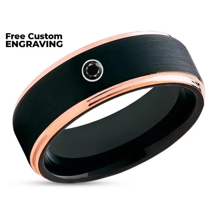 Rings Black Tungsten Wedding Band Black Diamond Ring Black Tungsten Ring Brush Clean Casting Jewelry