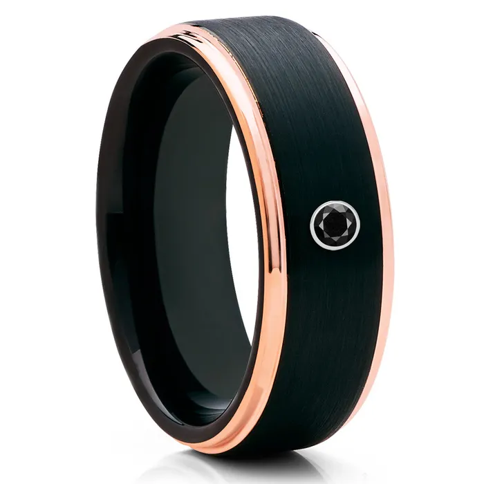 Rings Black Tungsten Wedding Band Black Diamond Ring Black Tungsten Ring Brush Clean Casting Jewelry