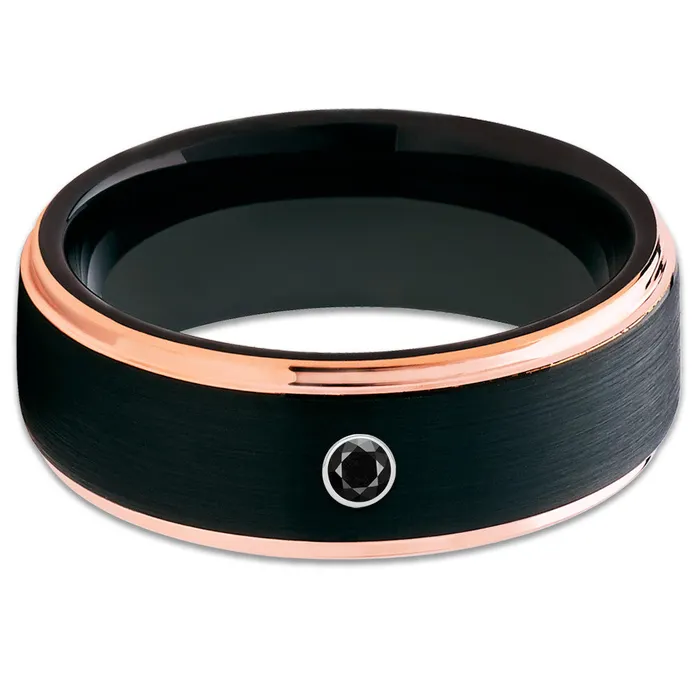 Rings Black Tungsten Wedding Band Black Diamond Ring Black Tungsten Ring Brush Clean Casting Jewelry