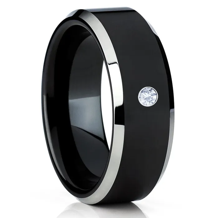 Rings Clean Casting Jewelry Black Tungsten Ring White Diamond Tungsten Ring Black Tungsten Band 8mm 6mm Rings Clean Casting Jewelry Black Tungsten Ring White Diamond Tungsten Ring Black Tungsten Band 8mm 6mm