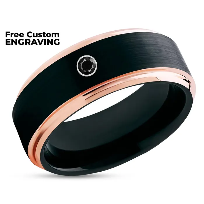 Rings Clean Casting Jewelry Black Tungsten Wedding Band Black Diamond Ring Rose Gold Tungsten Brush