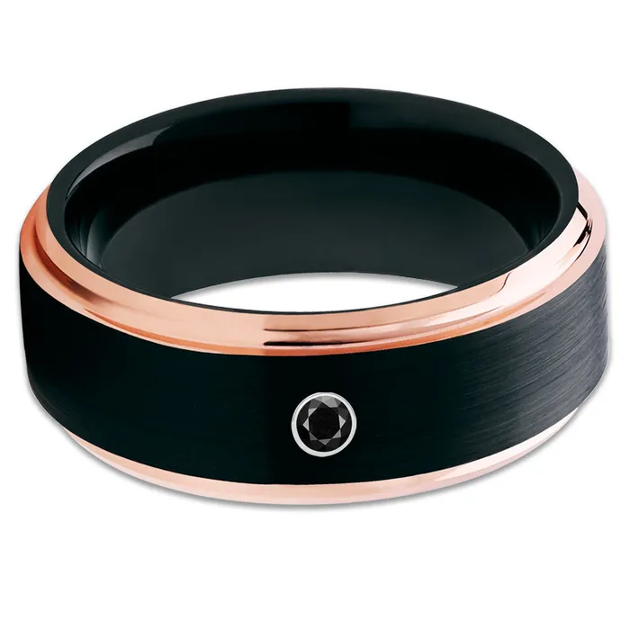 Rings Clean Casting Jewelry Black Tungsten Wedding Band Black Diamond Ring Rose Gold Tungsten Brush