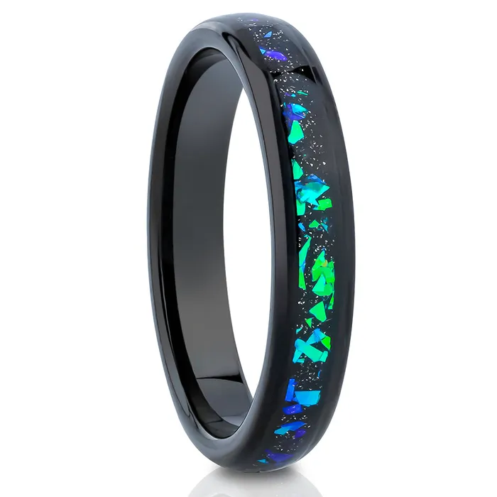 Rings Clean Casting Jewelry Galaxy Opal Wedding Ring 4mm Wedding Ring Black Tungsten Ring 4mm Wedding Ring