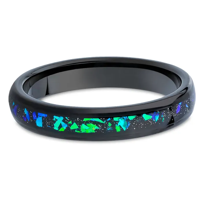 Rings Clean Casting Jewelry Galaxy Opal Wedding Ring 4mm Wedding Ring Black Tungsten Ring 4mm Wedding Ring