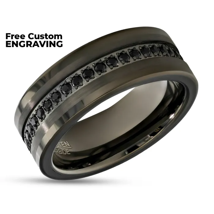 Rings Clean Casting Jewelry Gunmetal Wedding Ring Black Diamond Ring Tungsten Carbide Ring Engagement Ring 8mm
