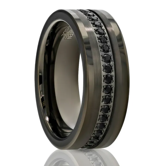 Rings Clean Casting Jewelry Gunmetal Wedding Ring Black Diamond Ring Tungsten Carbide Ring Engagement Ring 8mm