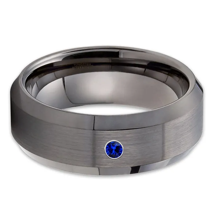 Rings Clean Casting Jewelry Gunmetal Wedding Ring Blue Sapphire Ring Gunmetal Wedding Band Engagement Ring