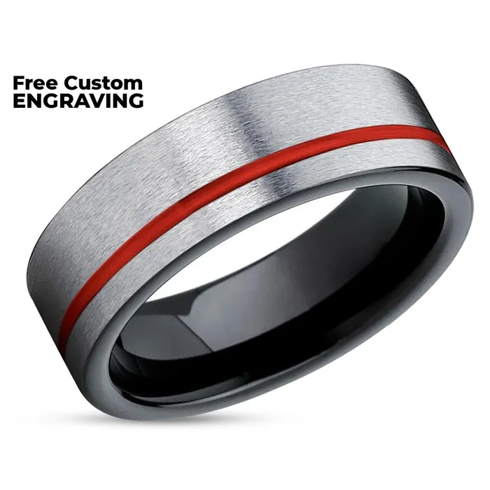 Rings Clean Casting Jewelry Red Wedding Band Red Tungsten Ring Black Wedding Ring Tungsten Wedding Ring