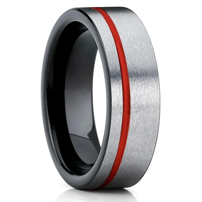 Rings Clean Casting Jewelry Red Wedding Band Red Tungsten Ring Black Wedding Ring Tungsten Wedding Ring