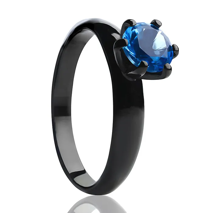 Rings Clean Casting Jewelry Solitaire Wedding Ring CZ Wedding Ring Black Wedding Ring Solitaire Ring Aquamarine