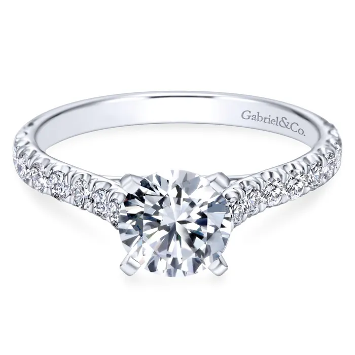 Rings Gabriel Bridal Collection White Gold Diamond Straight Engagement Ring with Bold Diamond Accent Shank 054 ctw International Diamond Center Rings Gabriel Bridal Collection White Gold Diamond Straight Engagement Ring with Bold Diamond Accent Shank 054 ctw International Diamond Center