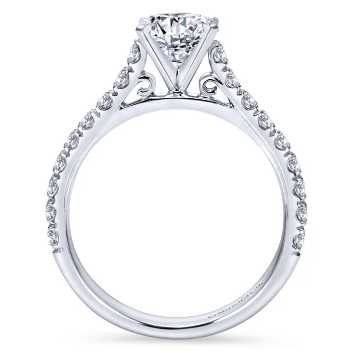Rings Gabriel Bridal Collection White Gold Diamond Straight Engagement Ring with Bold Diamond Accent Shank 054 ctw International Diamond Center Rings Gabriel Bridal Collection White Gold Diamond Straight Engagement Ring with Bold Diamond Accent Shank 054 ctw International Diamond Center