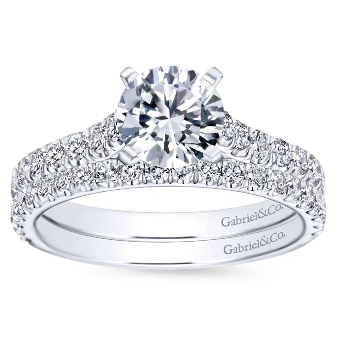 Rings Gabriel Bridal Collection White Gold Diamond Straight Engagement Ring with Bold Diamond Accent Shank 054 ctw International Diamond Center Rings Gabriel Bridal Collection White Gold Diamond Straight Engagement Ring with Bold Diamond Accent Shank 054 ctw International Diamond Center